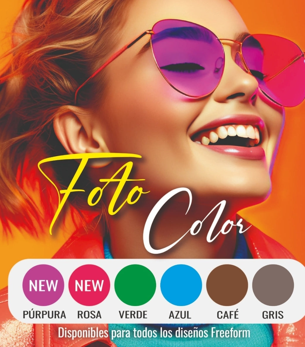 PAR DE CRISTALES ORGANICO FOTOCROMATICOS LILA,ROSADO,AZUL, VERDE (MONOFOCALES) DIOPRIAS ESF 2.00 A CYL 2.00