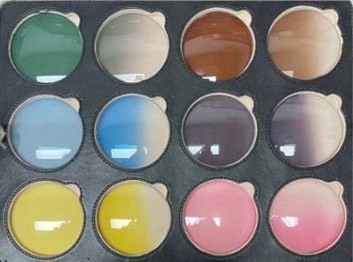 PAR DE  CRISTALES ORGANICOS BLANCO MAS TEÑIDOS PARA SOL OPTICOS  (MONOFOCALES) DIOPRIAS ESF 2.00 A CYL 2.00