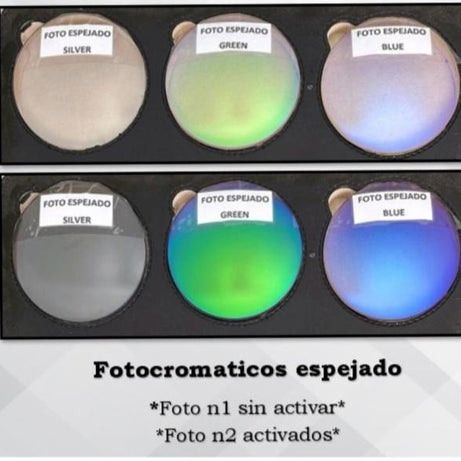 PAR DE  CRISTALES ORGANICO FOTOCROMATICOS ESPEJADOS  CAFE O GRIS  (MONOFOCALES) DIOPRIAS ESF 2.00 A CYL 2.00 (copia)