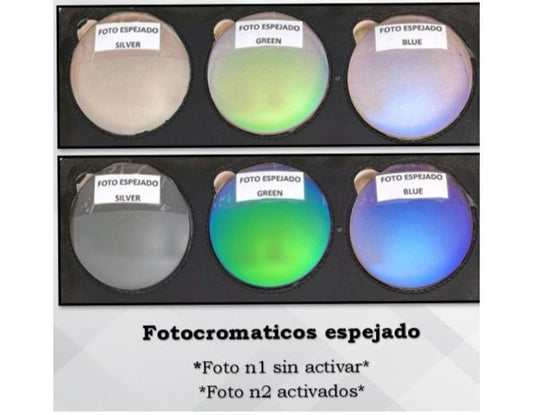 PAR DE  CRISTALES ORGANICO FOTOCROMATICOS ESPEJADOS  CAFE O GRIS  (MONOFOCALES) DIOPRIAS ESF 2.00 A CYL 2.00 (copia)