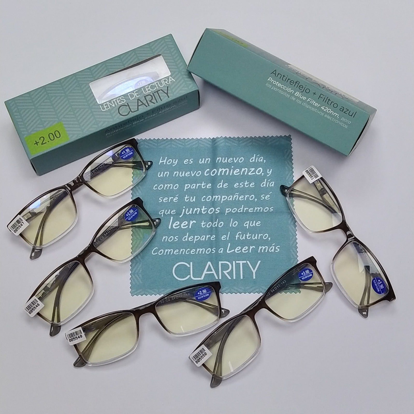 Lentes de lectura preparados con cristales organicos blufilter