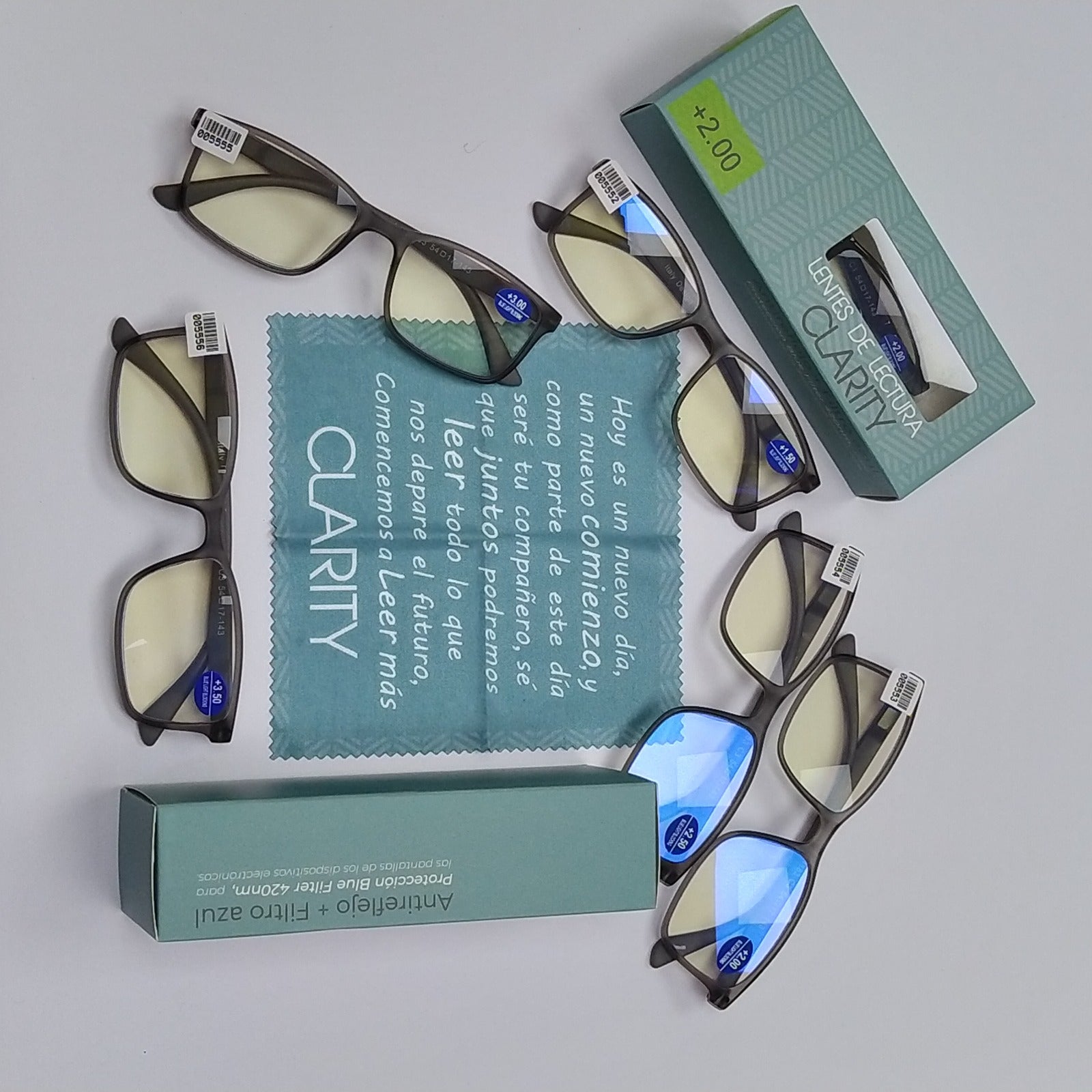 Lentes de lectura preparados con cristales organicos blufilter